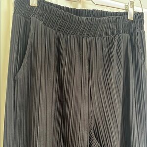 Black Wide Leg Dress Pants with Side Pockets